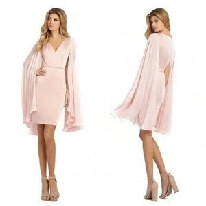 Mac Duggal Blush Pink Cape Sheath Cocktail Dress